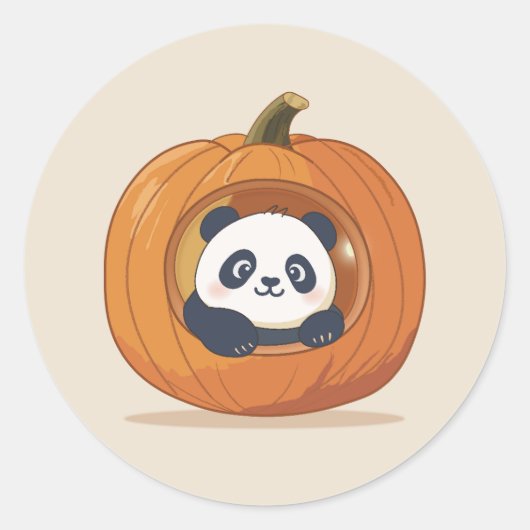 かわいいハロウィンのカボチャパンダ ラウンドシール (正面)