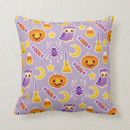 かわいいハロウィンのカボチャフクロウのくもの星パターン クッション