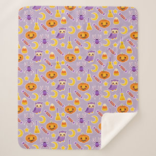 かわいいハロウィンのカボチャフクロウのくもの星パターン シェルパブランケット