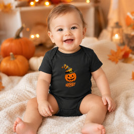 かわいいハロウィンのカボチャ魔女帽子 赤ちゃん服 ベビーボディスーツ