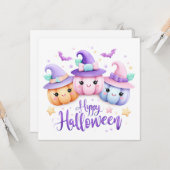 かわいいハロウィンのカボチャ カード (正面/裏面インサイチュ)
