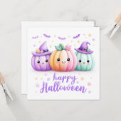 かわいいハロウィンのカボチャ カード (正面/裏面インサイチュ)