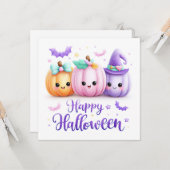 かわいいハロウィンのカボチャ カード (正面/裏面インサイチュ)