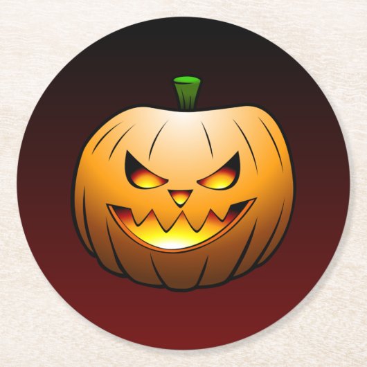 かわいいハロウィンのカボチャ ラウンドペーパーコースター (正面)