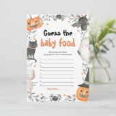 かわいいハロウィンのカボチャ 赤ちゃんの食べ物当てゲーム 招待状 (スタンド正面)