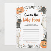 かわいいハロウィンのカボチャ 赤ちゃんの食べ物当てゲーム 招待状 (正面/裏面)