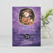 かわいいハロウィンのガチョウの誕生日パーティー 招待状 (スタンド正面)
