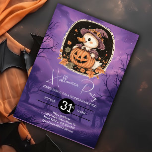 かわいいハロウィンのガチョウの誕生日パーティー 招待状