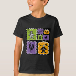かわいいハロウィンのキャラクター ミイラとスケルトン Tシャツ