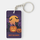 かわいいハロウィンのキーチェーン - 黒猫とかぼちゃ キーホルダー (裏面)