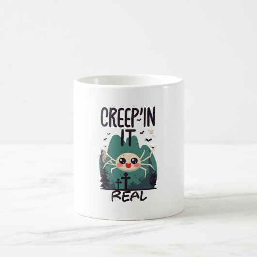 かわいいハロウィンのクモのダジャレ コーヒーマグカップ (中央)