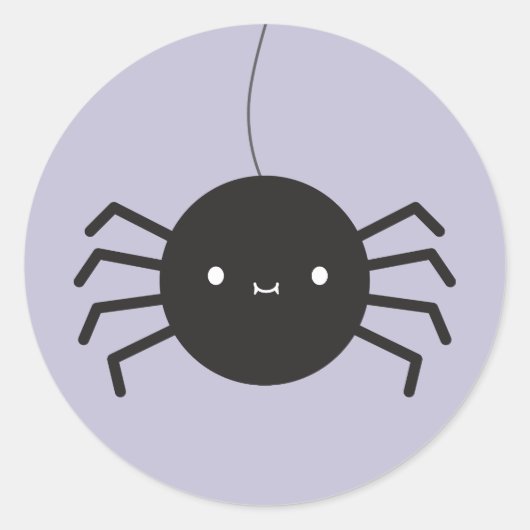 かわいいハロウィンのクモ ラウンドシール (正面)