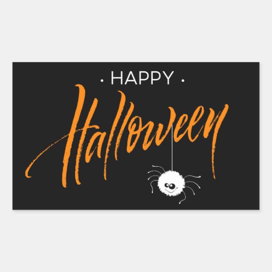 かわいいハロウィンのクモ 長方形シール (正面)
