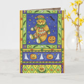 かわいいハロウィンのグリーティングカード カード (黄色い花)