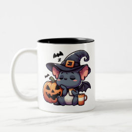 かわいいハロウィンのコウモリとかぼちゃのマグカップ ツートーンマグカップ