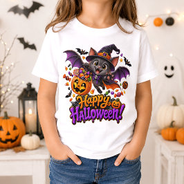 かわいいハロウィンのコウモリのかぼちゃのキャンディトリックオアトリート Tシャツ