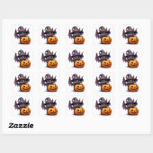 かわいいハロウィンのコウモリのカボチャの魔女の帽子 🎃 スクエアシール (シート)