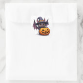 かわいいハロウィンのコウモリのカボチャの魔女の帽子 🎃 スクエアシール (バッグ)