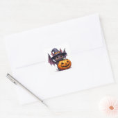 かわいいハロウィンのコウモリのカボチャの魔女の帽子 🎃 スクエアシール (封筒)