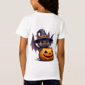 かわいいハロウィンのコウモリのカボチャの魔女の帽子 🎃 Tシャツ (裏面)