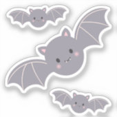 かわいいハロウィンのコウモリステッカー シール (正面)