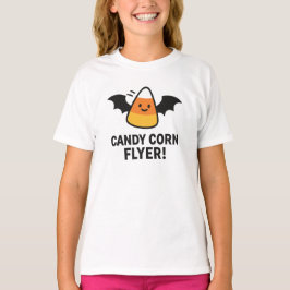かわいいハロウィンのコウモリデザイン キャンディコーン飛行家 Tシャツ