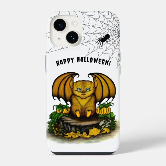 かわいいハロウィンのコウモリ iPhoneケース (裏面)