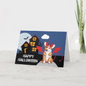 かわいいハロウィンのコーギー デビルコスチューム シーズンカード (正面)