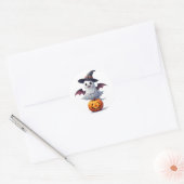 かわいいハロウィンのゴーストとカボチャ 👻 ラウンドシール (封筒)