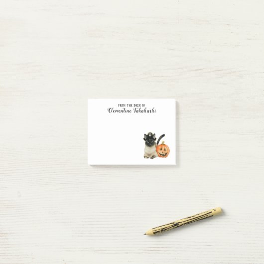 かわいいハロウィンのシャム猫は|あなたの名前を加えます ポストイット (デスク上)