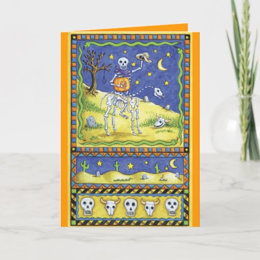 かわいいハロウィンのスケルトンカード カード (正面)