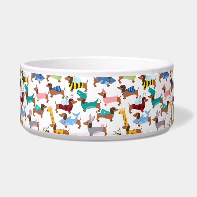 かわいいハロウィンのダックスフントのコスプレ ボウル (正面)