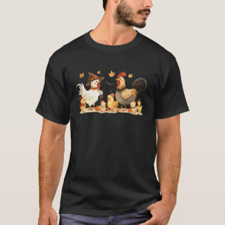 かわいいハロウィンのニワトリの家族のコスチューム 田舎風 Tシャツ