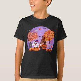 かわいいハロウィンのノームと幽霊の男の子のTシャツ Tシャツ