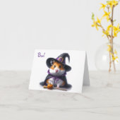 かわいいハロウィンのハムスターのグリーティングカード カード (黄色い花)