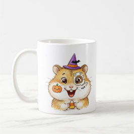 かわいいハロウィンのハムスター キャンディコーンと魔法使いの帽子 コーヒーマグカップ