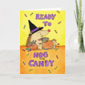 かわいいハロウィンのハリネズミのカード – 手描き カード (正面)