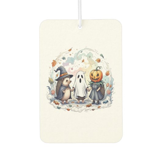 かわいいハロウィンのハリネズミの仮装 カーエアーフレッシュナー (正面)