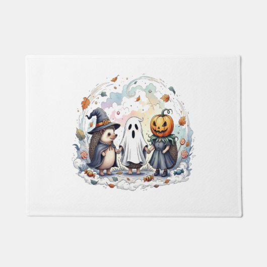 かわいいハロウィンのハリネズミの仮装 ドアマット (正面)