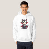 かわいいハロウィンのペットTシャツ 吸血猫 パーカ (正面フル)