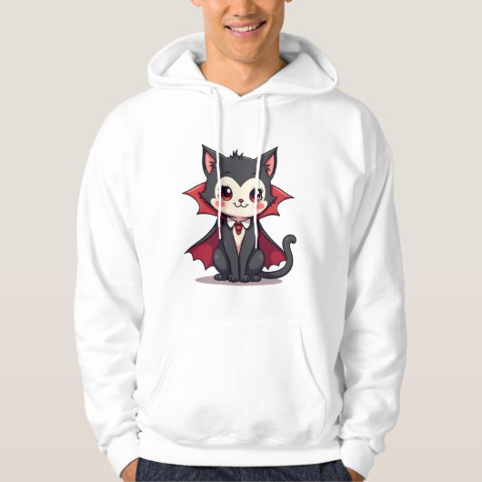 かわいいハロウィンのペットTシャツ 吸血猫 パーカ (正面)