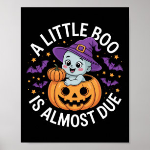 かわいいハロウィンのマタニティー Little Booの赤ちゃんもうすぐ ポスター