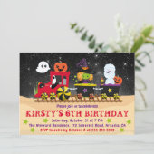 かわいいハロウィンのモンスターが列車に乗ってお誕生日 招待状 (スタンド正面)