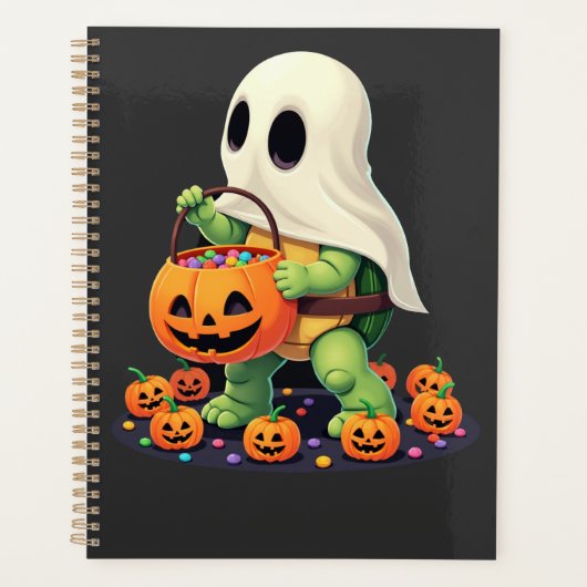 かわいいハロウィンの亀の幽霊とキャンディ（2） プランナー手帳 (正面)