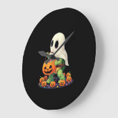 かわいいハロウィンの亀の幽霊とキャンディ (2) ラージ壁時計 (傾斜)