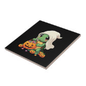 かわいいハロウィンの亀の幽霊とキャンディ (3) タイル (側面)
