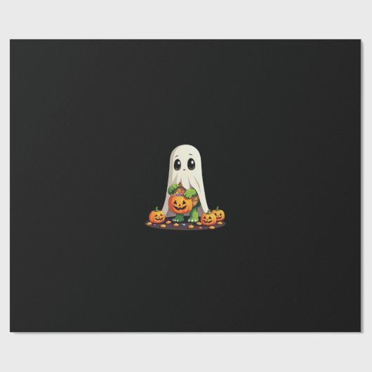 かわいいハロウィンの亀の幽霊とキャンディ (6) ラッピングペーパー (フラット)