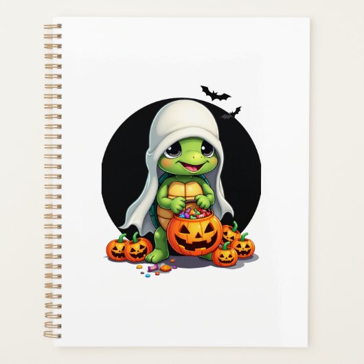 かわいいハロウィンの亀の幽霊とキャンディ (7) プランナー手帳 (正面)