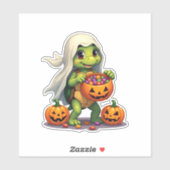 かわいいハロウィンの亀の幽霊とキャンディ (8) シール (シート)