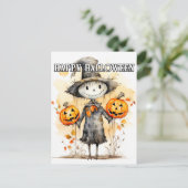 かわいいハロウィンの人形イラスト ポストカード (スタンド正面)